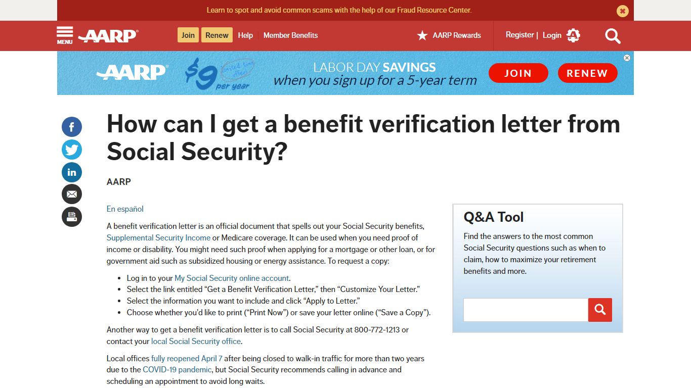 How To Get A Verification Letter From Social Security - AARP